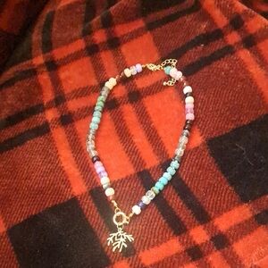 Chic Beaded Necklace with Gold Charm